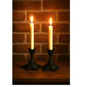 Robert Emig Cast Iron Candleholders Vintage Room Decor Accents Made In USA